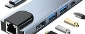 Type-C multiport adapter with LAN USB 3.2 Type-C to HDMI Adapter and Multiport HUB with LAN