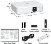 Epson EpiqVision™ Flex CO-FH02 Full HD 1080p Smart Portable Projector 3LCD, Full HD 1080p (1920 x 1080) to WUXGA (1920 x 1200)+ Android TV Dongle with Remote control